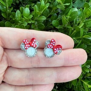 Minnie Mouse Women’s Earrings Stud Red Bow Fashion Earrings Round Circle Hoops